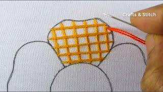 Modern flower hand embroidery design Very easy needle stitching fantastic flower embroidery tutorial