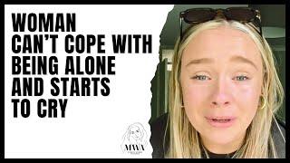 Woman Cant Cope With Being Alone And Starts To Cry. Modern Women Crying Online