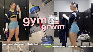 GYM GRWM workout planning hairmakeup supplement routine gym vlog 