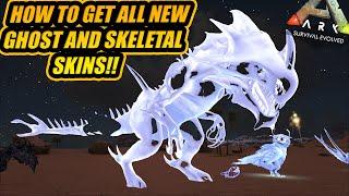 HOW TO GET ALL THE NEW GHOST DINO SKINS AND SKELETAL SKINS IN ARK  ARK SURVIVAL EVOLVED