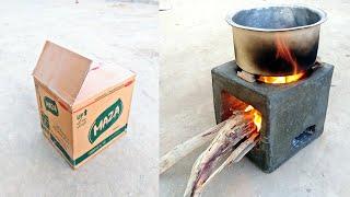 How to Make Firewood Stove with Cement and Carton  Diy Rocket Stove Designs