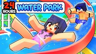 24 HOUR OVERNIGHT at a WATER PARK In Minecraft