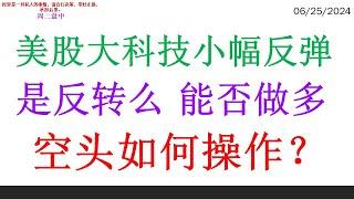 美股大科技小幅反弹，是反转么 能否做多。空头如何操作？