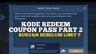 KODE REDEEM COUPON PASS PART 2  BURUAN SEBELUM LIMIT SKIN KADITA CREATE 0 DIAMOND - MOBILE LEGENDS