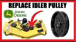 How To Replace Flat Idler Pulley - John Deere Lawn Tractor  Mower 345