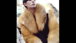 Mens Black Mink Fur Jacket with Red Fox Fur Collar and Sleeves  0011