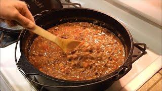 Homemade Chili In Lodge Dutch Oven