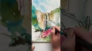Painting a really famous bridge #watercolor #travelsketching #enpleinair #art #painting