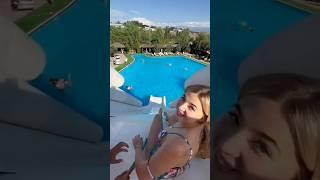 Gorgeous Ladys Poolside Waterslide Adventure #shorts