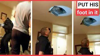 Wanted man hides from police...then falls through the ceiling  SWNS TV