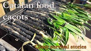 Calçots catalan food. How to cook and eat them 