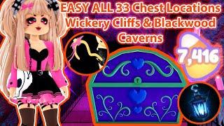 EASY All 33 Chest Locations Wickery Cliffs And Blackwood Caverns Royale High Halloween Chest Guide