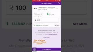 How to invest a minimum amount on phonepe Mutual Funds?? #investment  #phonepe #mutualfunds