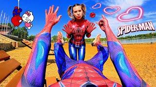 CRAZY SPIDER-GIRL IN LOVE WANTS TO BE SPIDER-MANS GIRLFRIEND Love Story Funny ParkourPOV