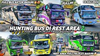 FULL BUS TELOLET BASURI‼️hunting bus di rest area km.68 tol tangerang-merakbanyak bus aktor basuri