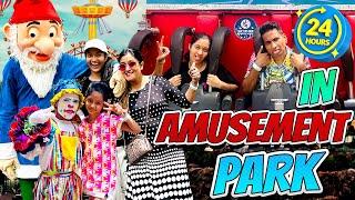 Living In Amusement Park For 24 Hours Challenge  Family Fun Challenge  Cute Sisters