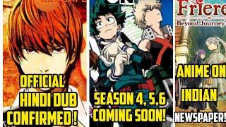 Finally  MHA Season 4 coming on CNI  Death Note Hindi Dub Confirmed  Solo Leveling New Episodes