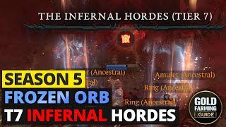 Infernal Hordes T7 Full Run - No Ubers Frozen Orb Lightning Spear Sorcerer in Season 5 Diablo IV