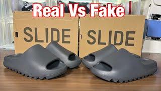 Adidas Yeezy Slide Gray Slate Real Vs Fake Review.