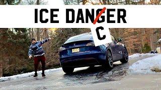 HOW IS THIS POSSIBLE? TESLA Drives Up an ICY HILL
