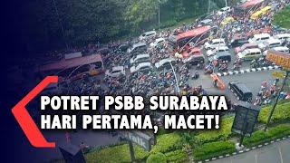 Macet di Bundaran Waru Warnai PSBB Surabaya Hari Pertama