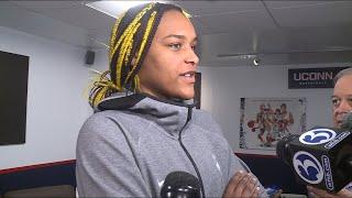 UConns Aaliyah Edwards reacts to win over Vermont  Full Interview