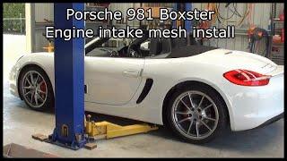 Porsche 981 Install mesh for engine intake and engine bay fan