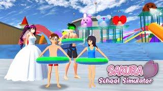 New update  yuta and Mio bermain di wahana permainan water park in Sakura School Simulator gameplay