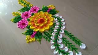 Beautiful and attractive rangoli design  flowers rangoli design Rangoli for beginners  Rangolis 