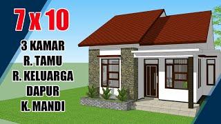 DESAIN RUMAH Sederhana 7X10 Meter 3 KAMAR  Rumah Minimalis Sederhana