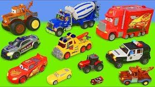 Excavadora coche de policía y bomberos Buldocer Carros juguetes Cargadora Camiones - Excavator Toys