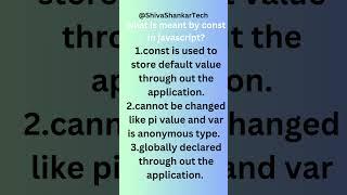 What is Meant by constant Keyword in JavaScript? @ShivaShankarTech #developers #javascript #console
