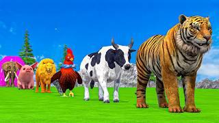 Paint & Animals DuckGorillaLionElephantCowSheep Fountain Crossing Transformation Animal Cartoon