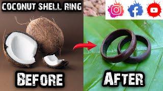 making a unique ring using coconut shellGem embedded coconut stell ring coconut shell craft ideas