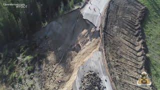 Large chunk of Teton Pass road collapses in Wyoming