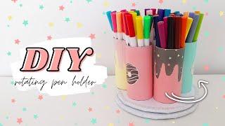 DIY rotating pencil holder  • DIY tissue roll pen holder • simple spirit 