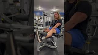 Man blows up quads on a squeaky leg extension. The squeak is subtle as to not be a nuisance.