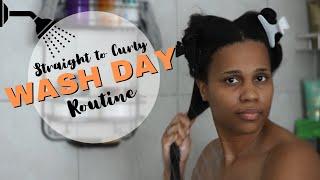 Straight To Curly Wash Day Routine - feat Ayurvedic Shampoo Bar