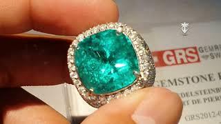 Superb Exceptional Natural Emerald Beryl Zamrud Colombia 21.59 Ct Insignificant GRS Lab Certified