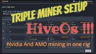 HiveOs Dual - Triple Miner Setup - Nvidia and AMD in one rig - 1080Ti on Eth - AMD 4GB Mining Raven