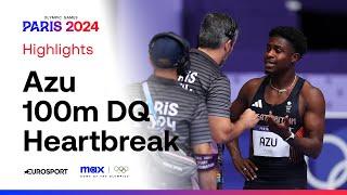 DQ Heartbreak For Jeremiah Azu   Mens 100m Heats Paris 2024  #Paris2024 #Olympics