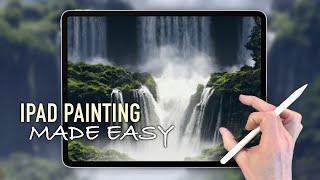 IPAD PAINTING MADE EASY - Waterfall landscape tutorial in Procreate