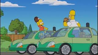 Simpsons  심슨 자율주행 차타고 캐치볼하는 바트와 호머