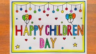 Childrens Day Drawing Easy Steps  Happy Childrens Day Poster Drawing Easy Steps  Children Day