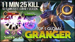 100% Deadly Bullet 11 Minutes 25 Kill. Sυshi ʚɞ Top 1 Global Granger - Mobile Legends Bang Bang