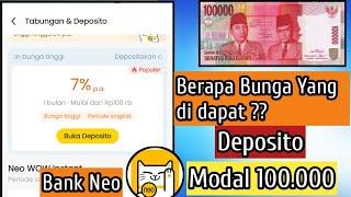 Berapa Keuntungan Bunga Deposito 100 000 di Bank Neo ?