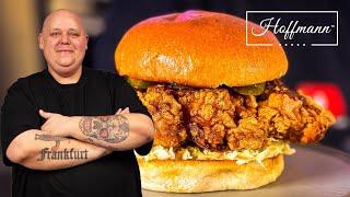 Nashville Hot Chicken Burger  Knuspriges Hähnchen mit feuriger Würze  Crispy Rezept @BerndZehner
