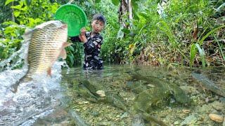 Nams inspirational way of catching fish. Nams helps the boy stuck in the middle of the water