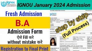 IGNOU BA Admission Process 2024  IGNOU B.A Admission Form fill up Online January 2024Full Details