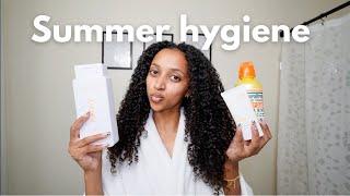 Summer HYGIENE routine smell good & glow all summer   Shower skincare feetcare & oral hygiene 